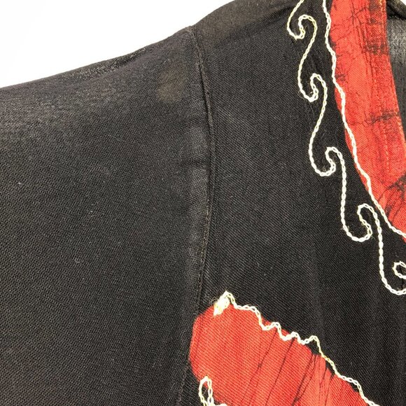 Shiva Fashions Rayon Black & Red High Low Hindi-style Tunic Blouse OS - Picture 12 of 15